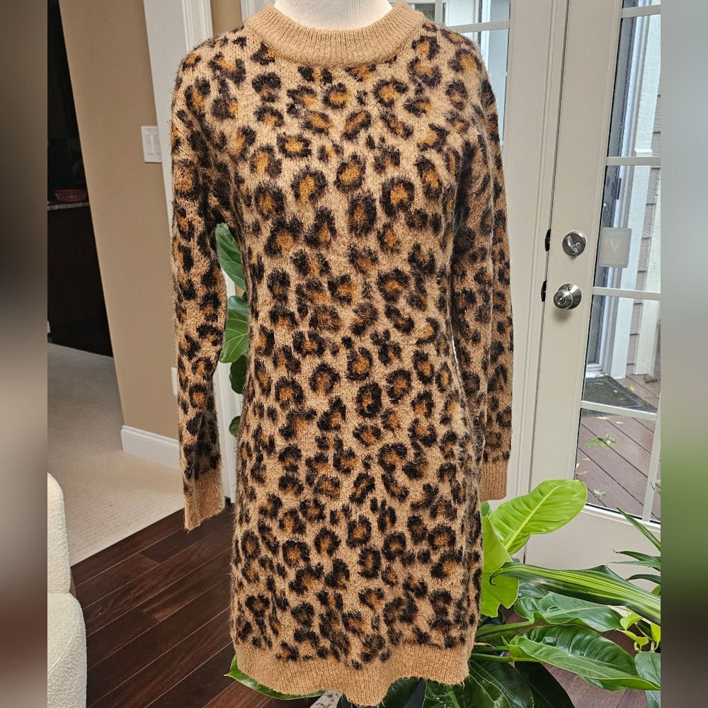Animal print sweater dress